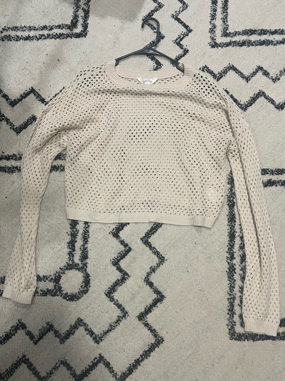 No Boundaries Open-Knit Cream Pullover